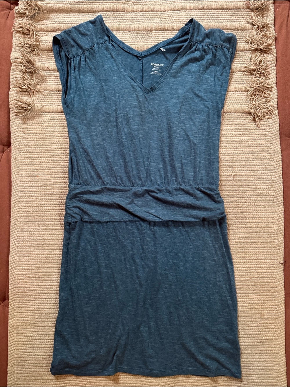 Toad&Co Zeta dress short marine blue organic cotton tencel like new womens S
